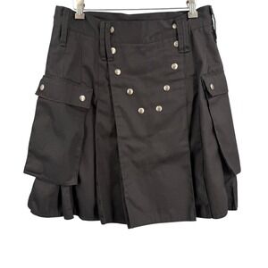 Utilikilts Black Utility Kilt 34x21 Snap Cargo Pockets Made in USA Workman Style